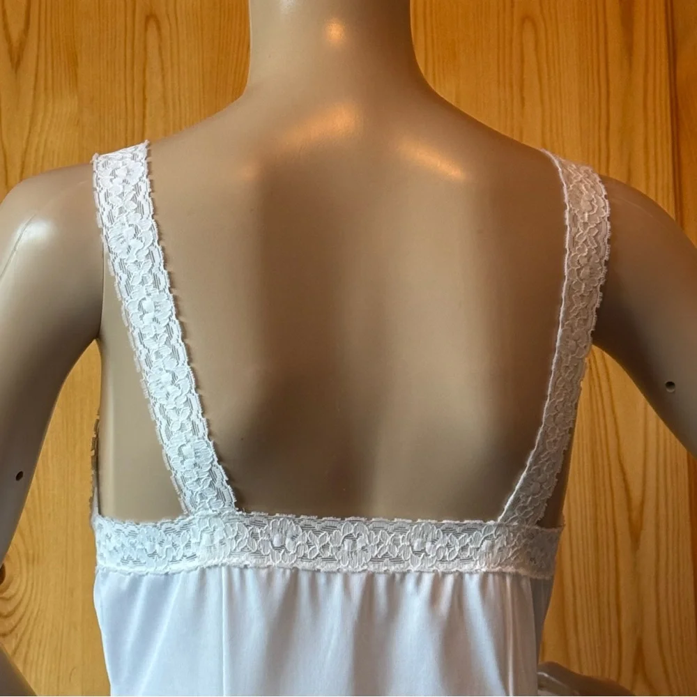 Vintage 60s French Maid Long Lingerie Slip Dress Lace S Feminine - Picture 8 of 13